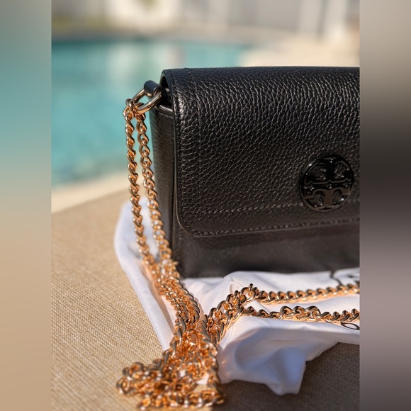 NWT Tory Burch Olivia Shoulder Crossbody Leather Mini Bag Black with Gold Chain - Picture 6 of 17